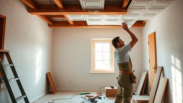 Технология поклейки потолочной плитки из пенополистирола